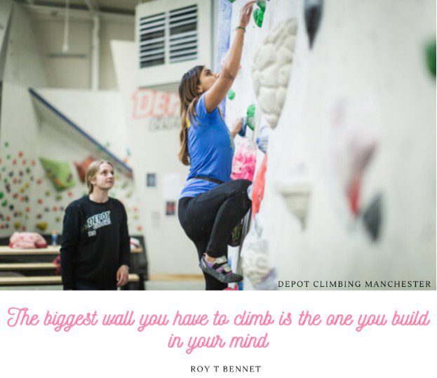 Woman climbing the walls